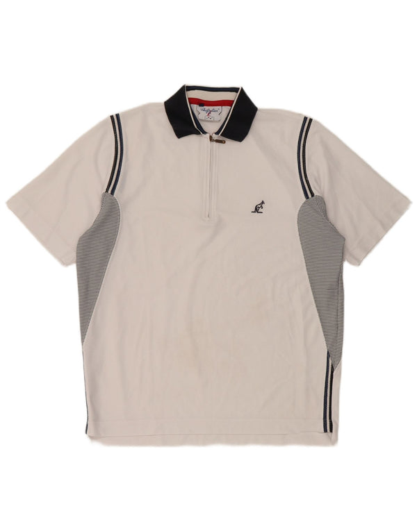 AUSTRALIAN L'ALPINA Polo Homme IT 46 Small Blanc Colorblock