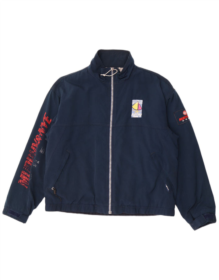 MURPHY & NYE Veste Bomber Graphique Homme UK 40 Large Bleu Marine Polyester