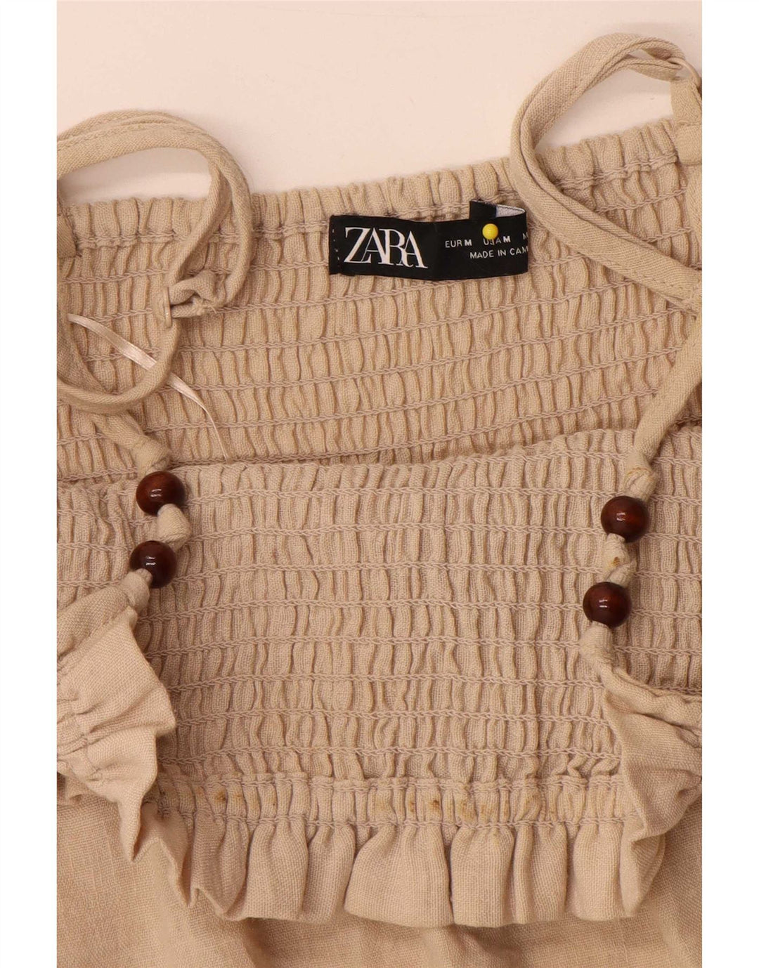 Zara Robe trapèze sans manches pour femme UK 12 Beige moyen