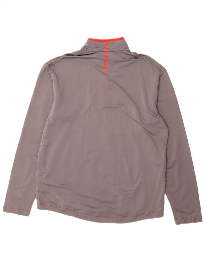 Nike Dri Fit Zip Neck Pull Survêtement Haut Large Gris Rayé