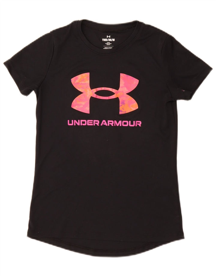 Under Armour Girls Graphic T-Shirt Top 9-10 ans Noir Moyen Polyester
