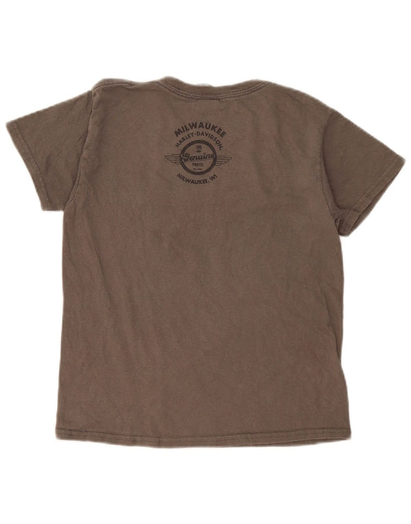 Harley Davidson T-shirt graphique pour femme UK 10 Petit coton gris