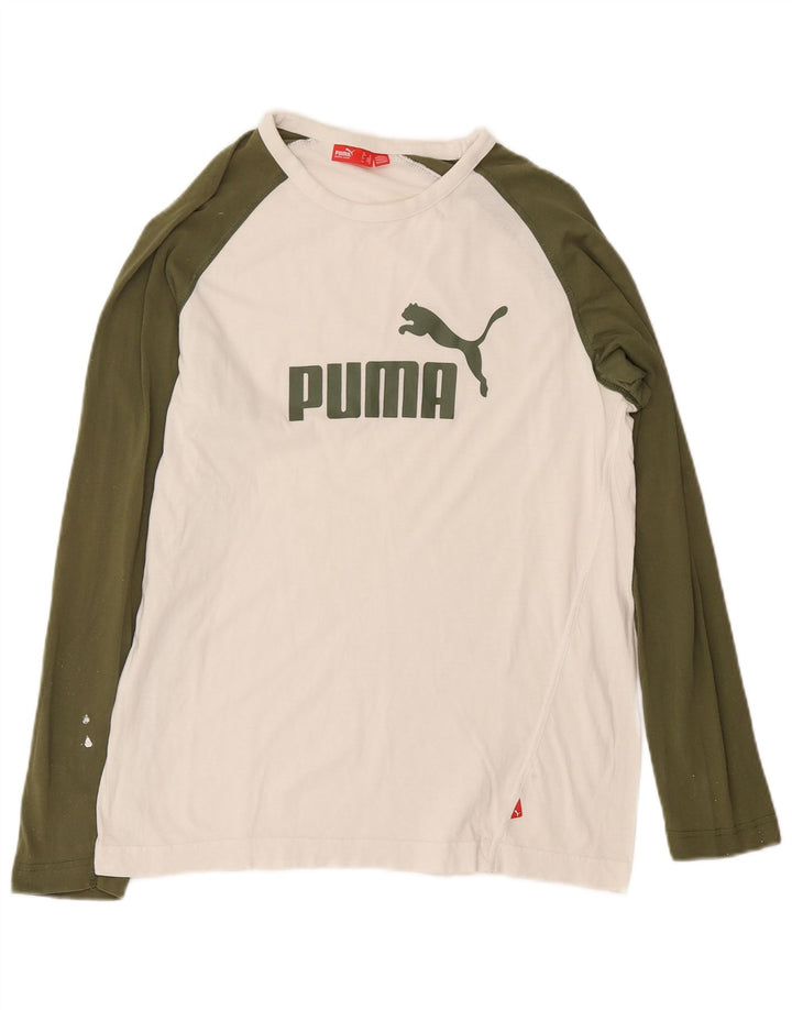 Puma T-Shirt Graphique à Manches Longues Homme Blanc Medium Colourblock