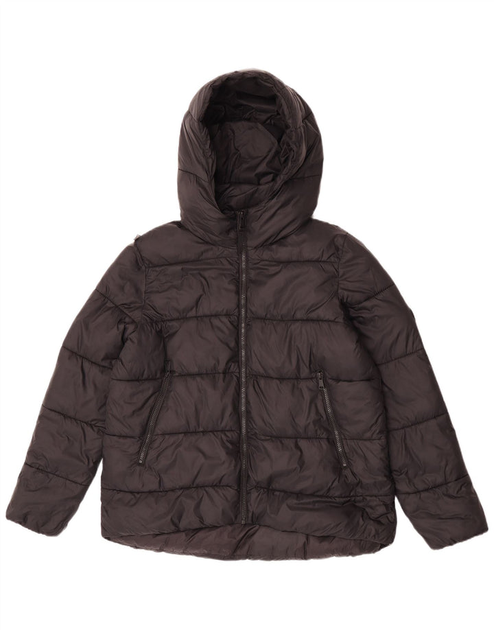 Zara Veste rembourrée à capuche pour femme UK 14 Nylon noir moyen