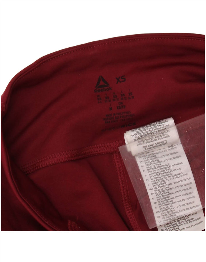 REEBOK Leggings Femme FR 4/6 XS Bordeaux Colorblock Polyester