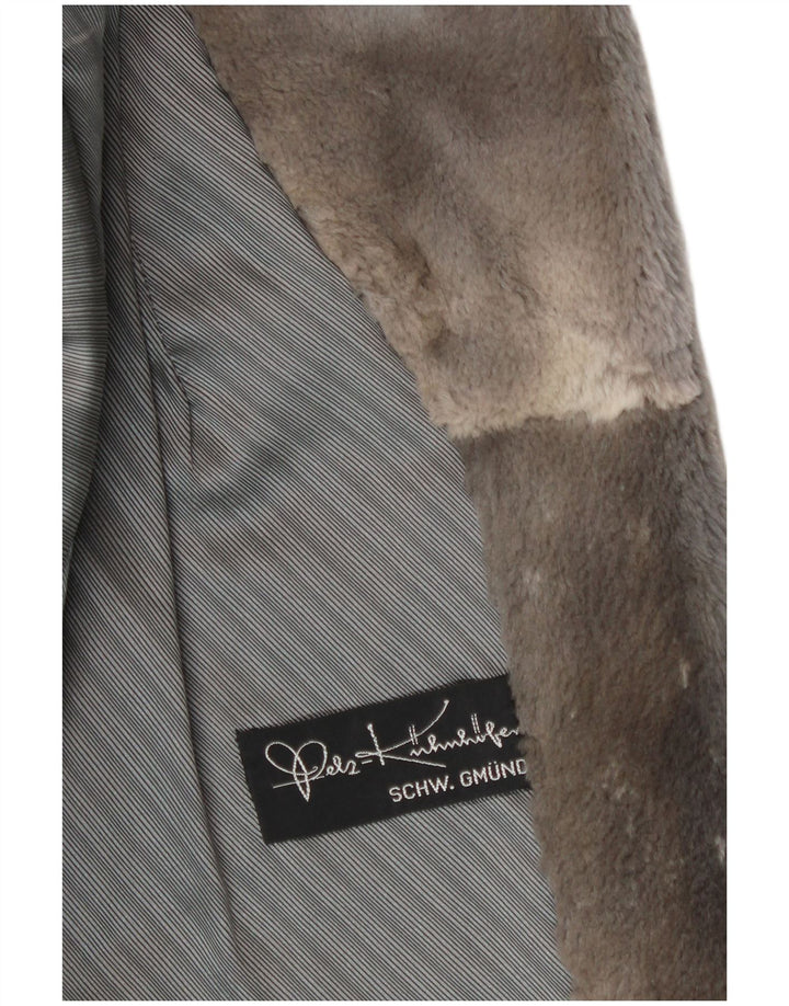 manteau de fourrure femme vintage UK 14 grand cuir rayé gris