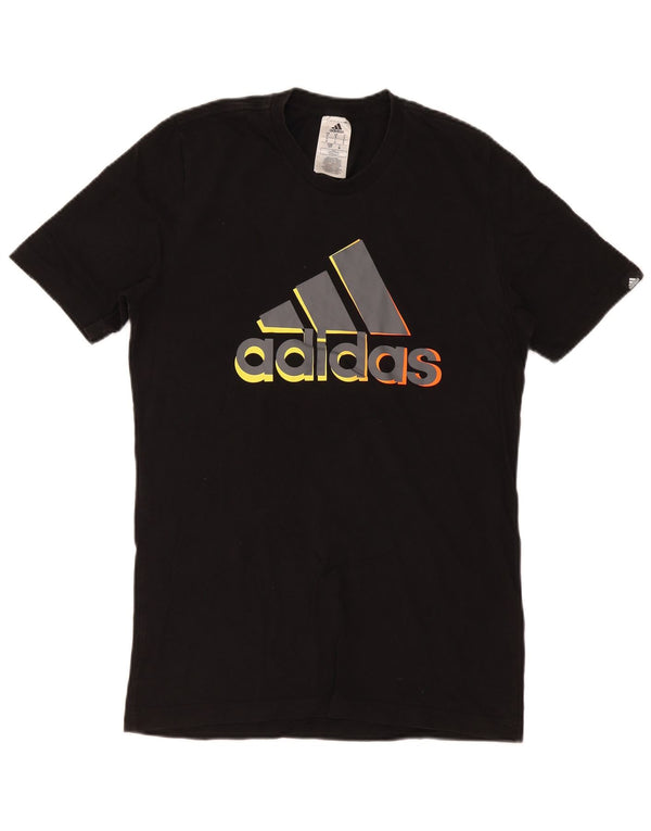 Adidas T-shirt graphique pour hommes, petit haut en coton noir