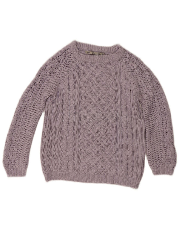 Zara Womens Crop Crew Neck Jumper Sweater UK 10 Petit Violet Acrylique