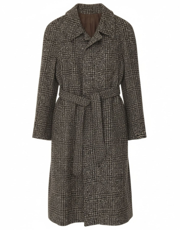 vintage Femme Pardessus IT 54 3XL Gris Check Virgin Wool