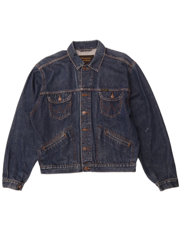 WRANGLER Veste en jean pour homme UK 40 Large Bleu Marine Coton