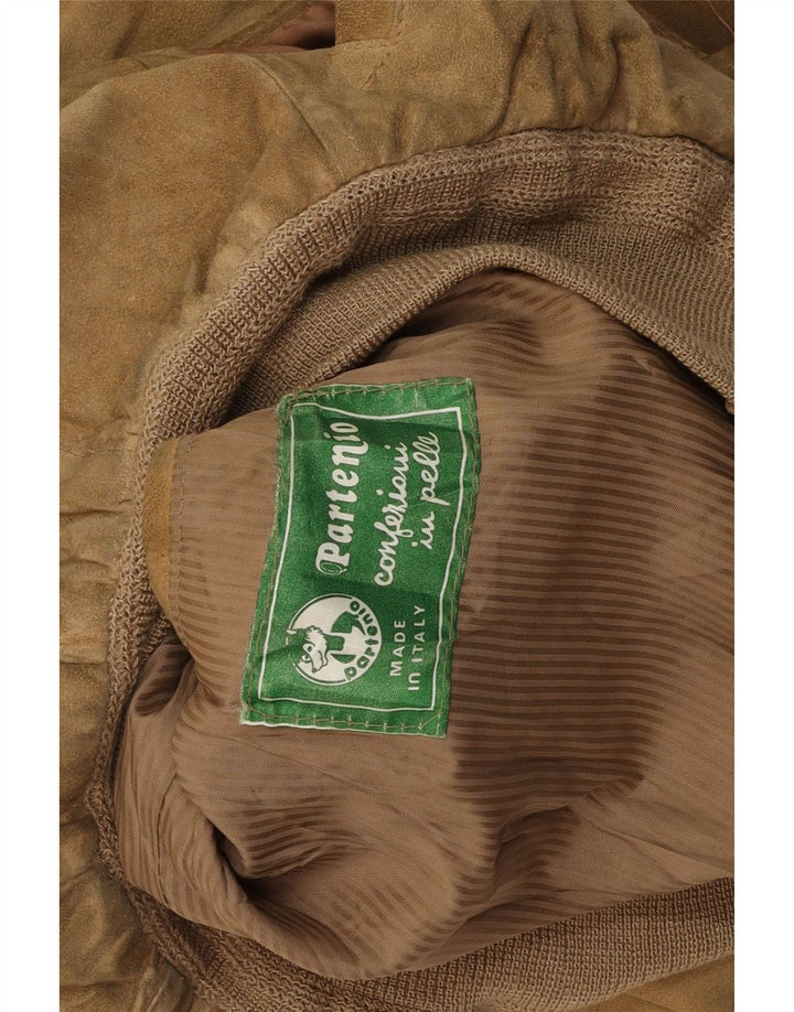 VINTAGE Veste bomber en daim homme UK 38 Cuir beige moyen