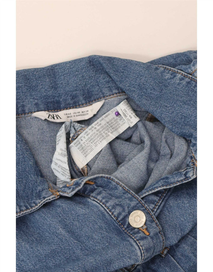 Zara Femme Denim Playsuit UK 4 XS Bleu Coton