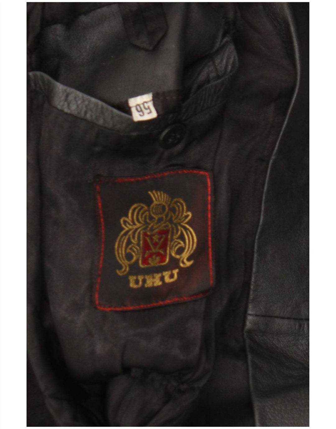 manteau en cuir femme vintage UK 14 Grand Noir