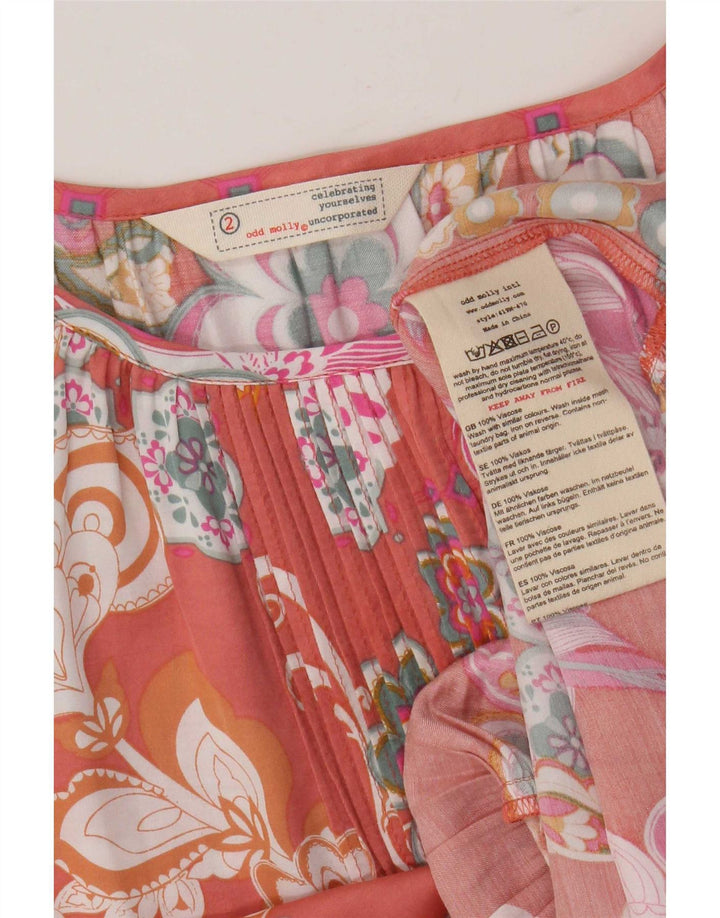 Odd Molly Chemisier surdimensionné à manches 3/4 pour femme Taille 2 Rose moyen Floral