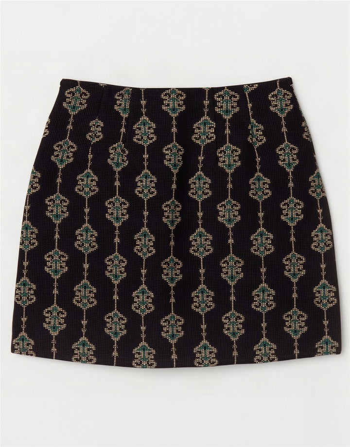 Zara Femme Mini Jupe XS W24 Bleu Marine Paisley Polyester