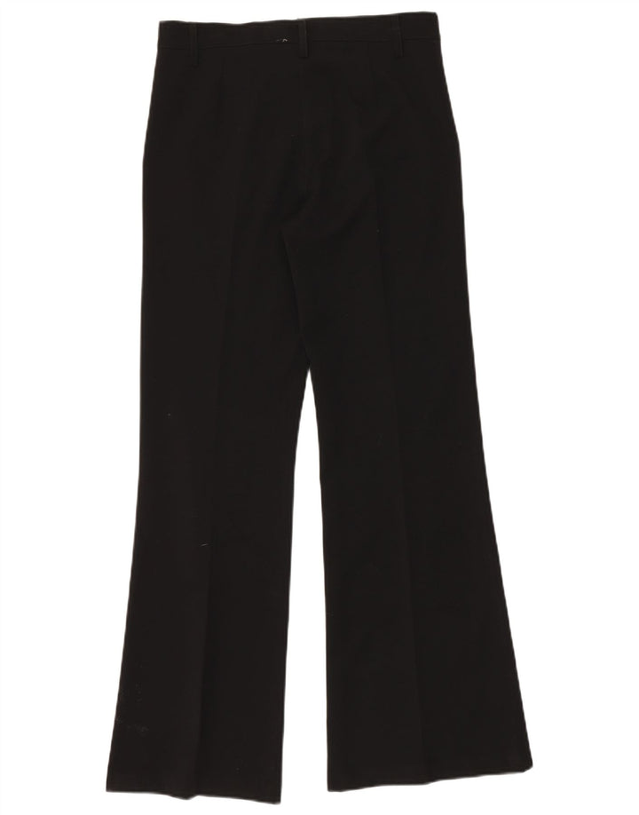 VINTAGE Pantalon Chino Bootcut Femme Moyen W30 L32 Noir Polyester