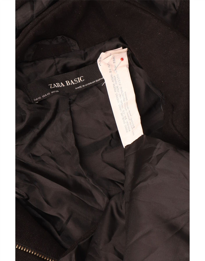 Zara Veste bomber à capuche pour femme UK 6 XS Noir Polyester