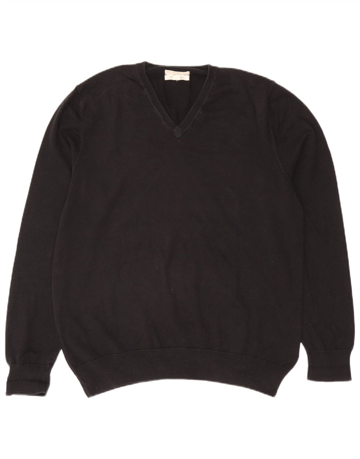 Marks & Spencer Pull col V pour homme en coton noir Taille L