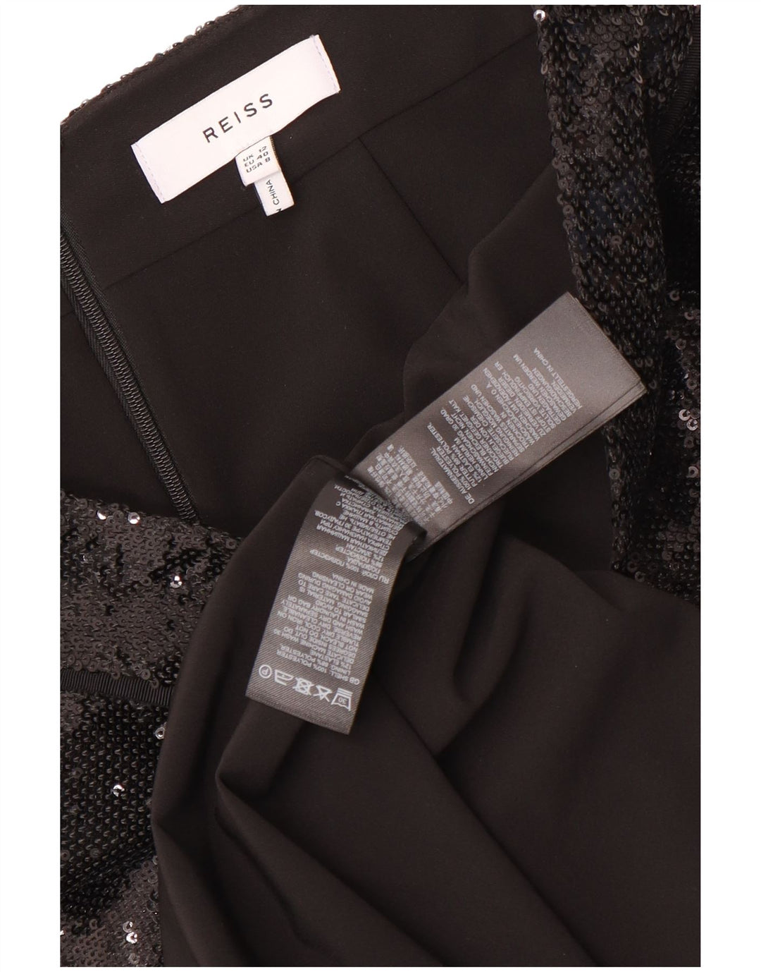Reiss Jupe crayon à paillettes pour femme UK 12 Medium W30 Noir Polyester
