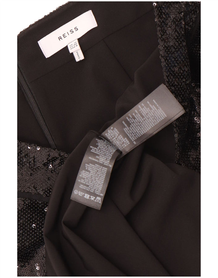 Reiss Jupe crayon à paillettes pour femme UK 12 Medium W30 Noir Polyester
