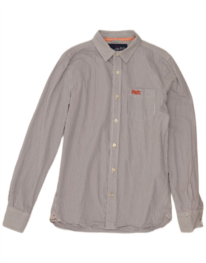 SUPERDRY Chemise Homme Large Gris Rayure Coton