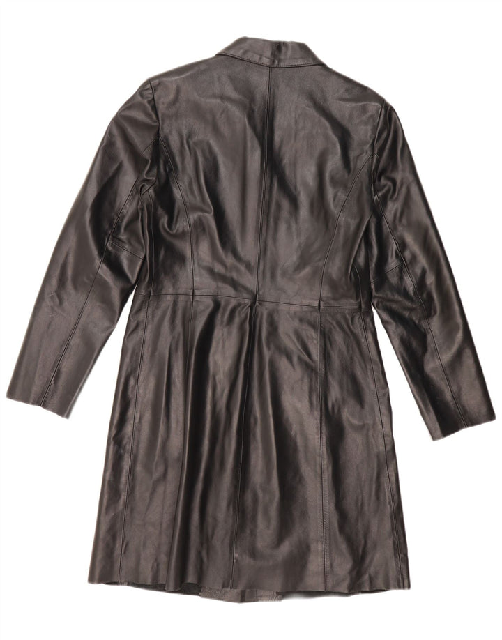 BENETTON Manteau en Cuir Femme IT 46 Grand Cuir Noir