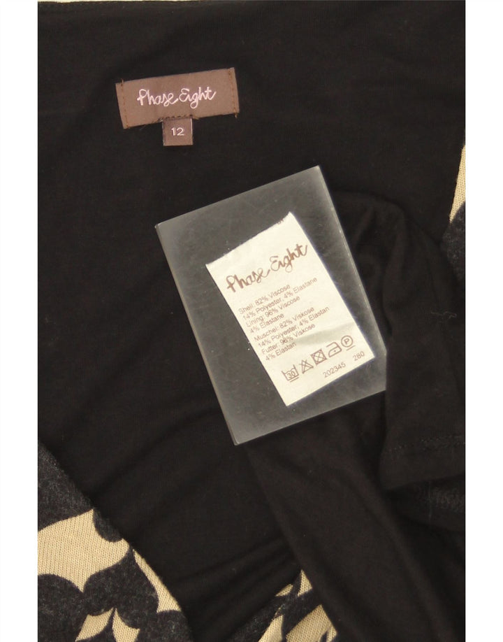 Phase Eight Robe fourreau à manches longues pour femme UK 42 Noir moyen géométrique