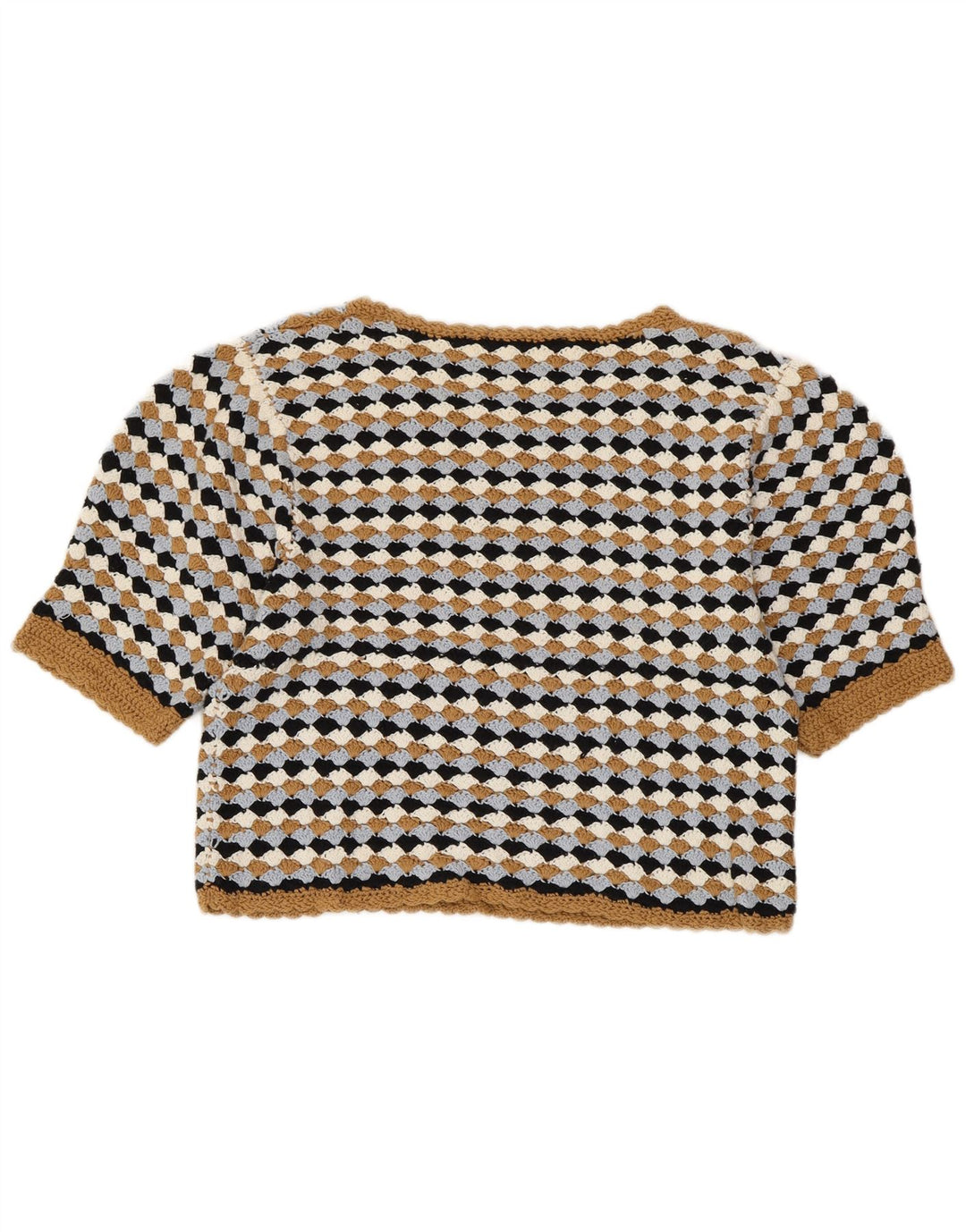 ZARA Pull court à col bateau pour femme UK 14 Large Multicolore