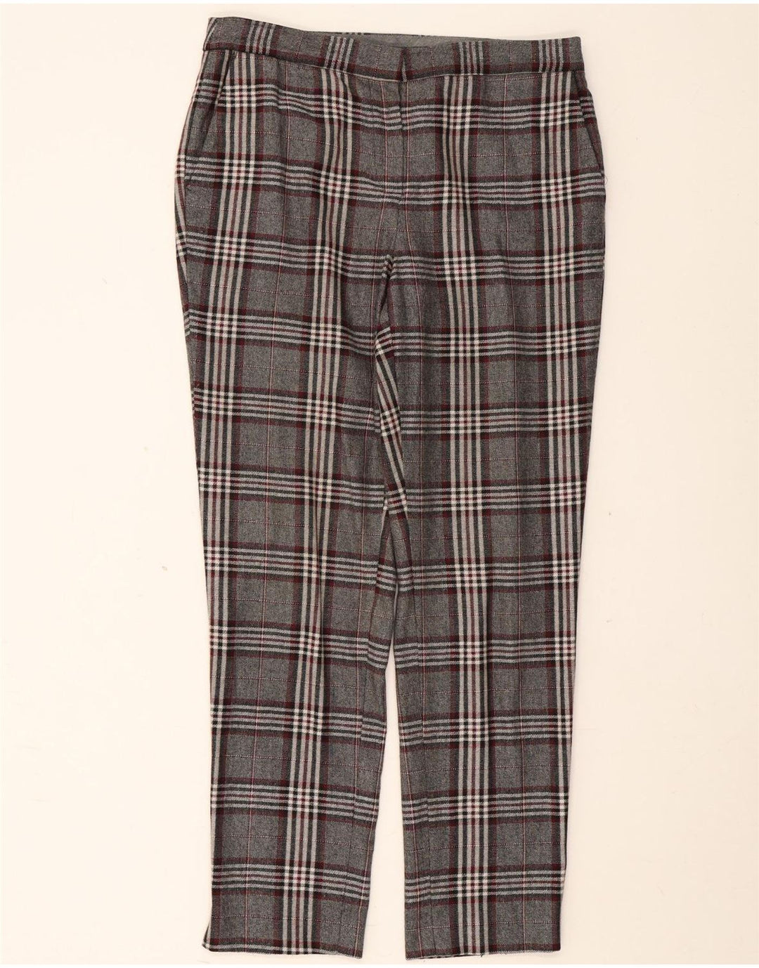 Massimo Dutti Pantalon Chino Femme EU 40 Medium W30 L29 Gris à Carreaux