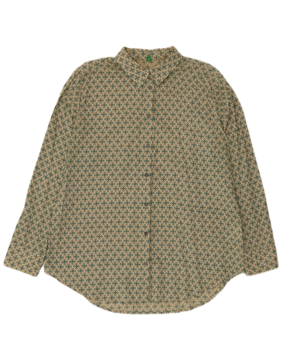 BENETTON Chemise Homme Large Vert Floral Coton