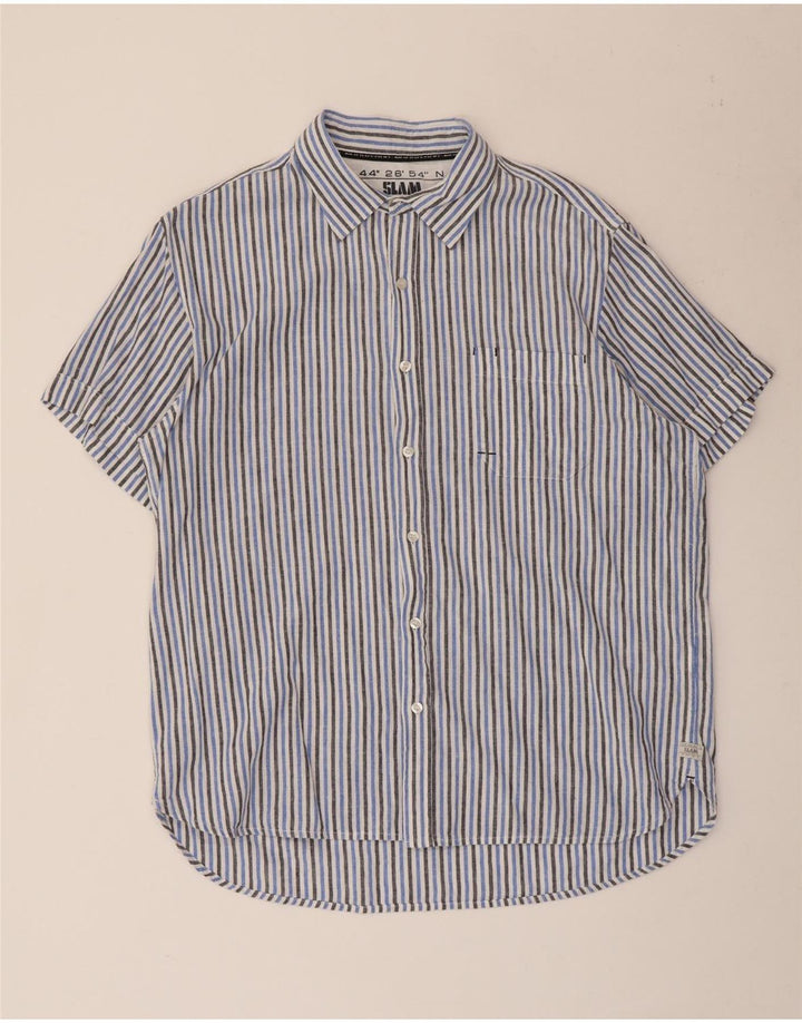 Slam Chemise à manches courtes pour homme 2XL en coton rayé bleu