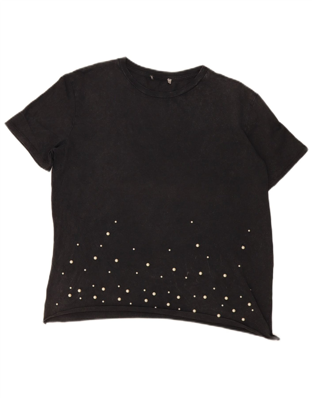vintage Femme T-Shirt Top UK 14 Grand Noir