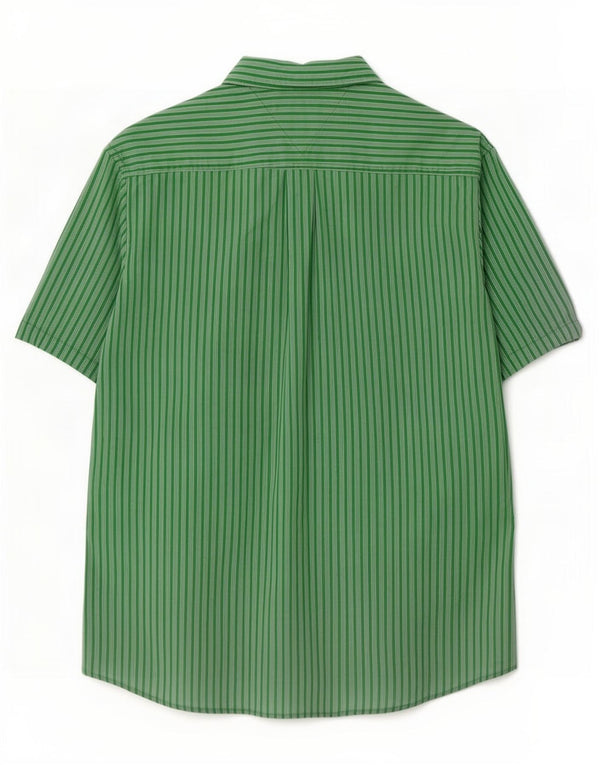 Tommy Hilfiger Chemise à manches courtes pour homme Coupe classique Vert moyen à fines rayures