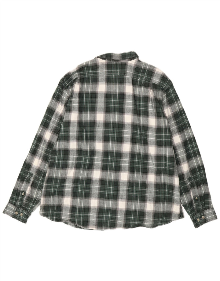 EDDIE BAUER Chemise en flanelle coupe décontractée pour homme XL en coton à carreaux verts