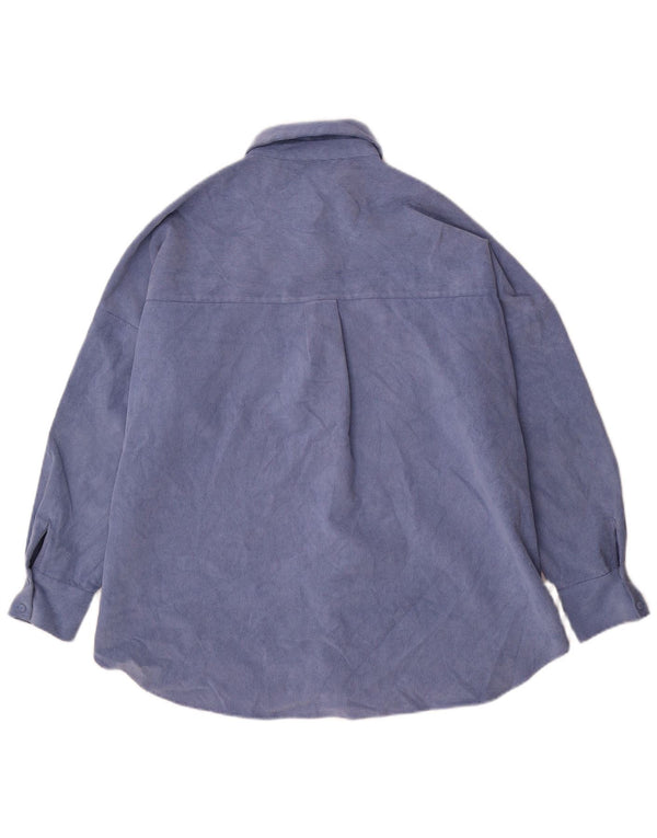 Zara Femme Surchemise Chemise Oversize UK 14 Bleu Moyen Polyester