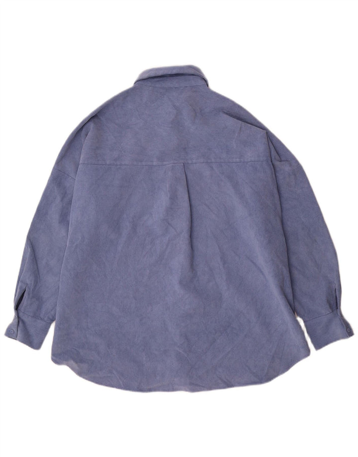 Zara Femme Surchemise Chemise Oversize UK 14 Bleu Moyen Polyester