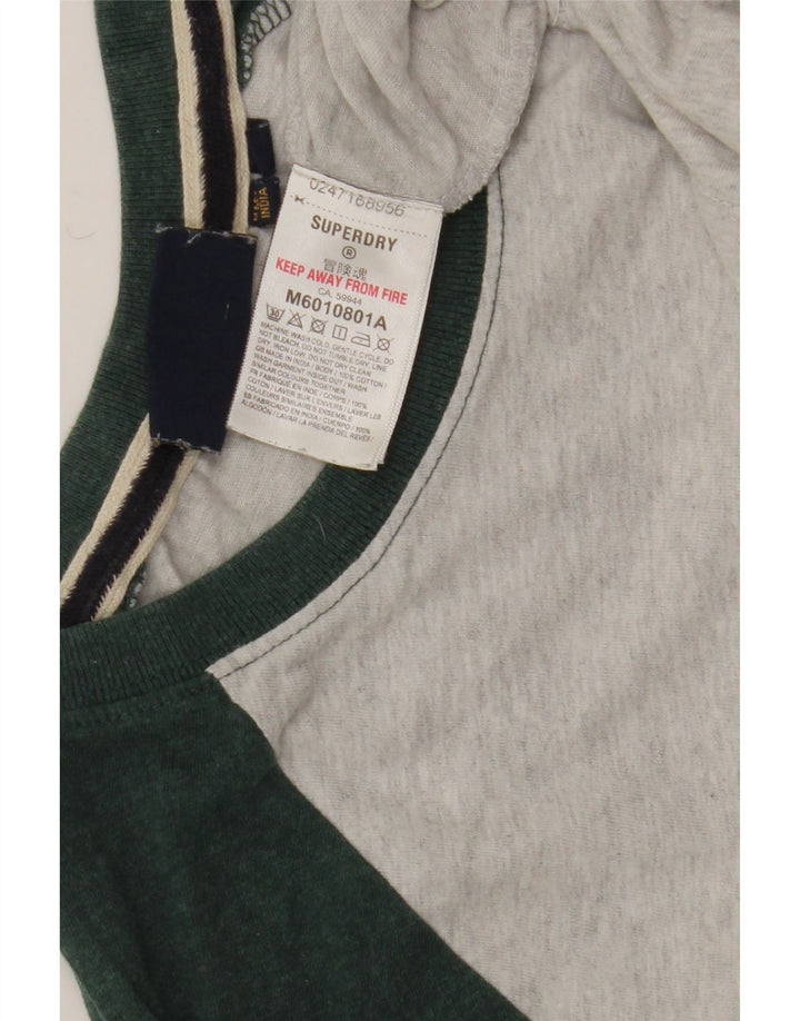 Superdry Haut à Manches Longues en Coton Colorblock Gris Moyen Homme