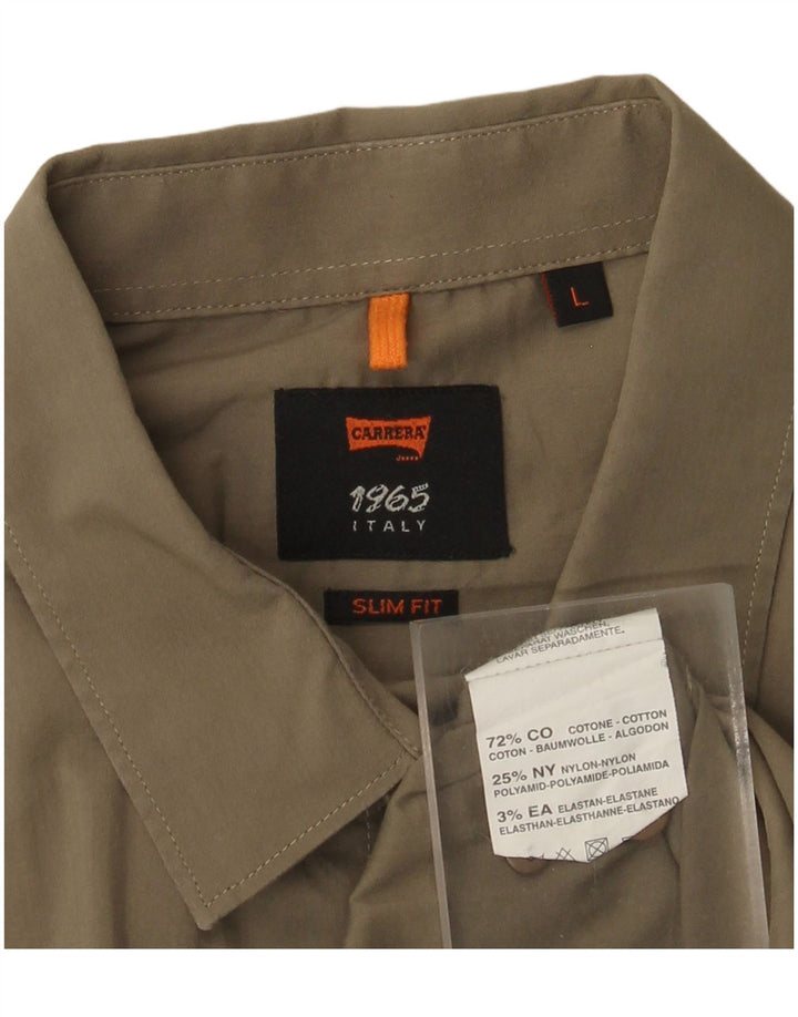 Carrera Chemise Slim Fit Large Kaki Coton Homme