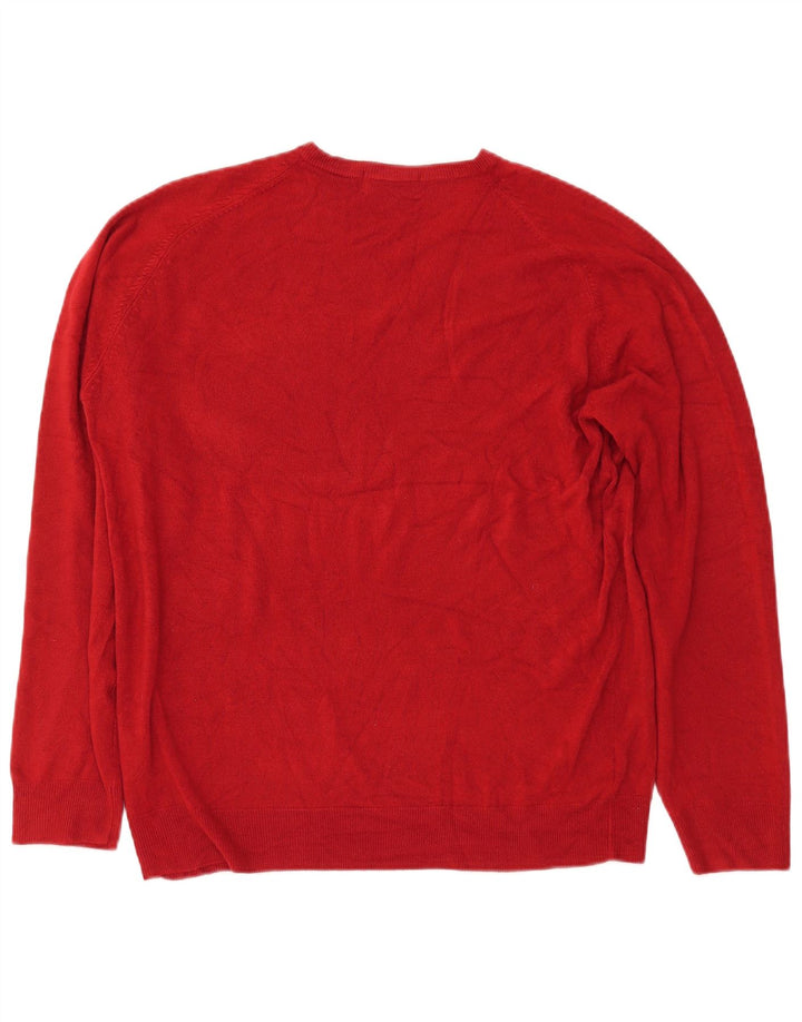MARKS & SPENCER Pull à col en V Blue Harbor pour hommes, grand rouge, acrylique