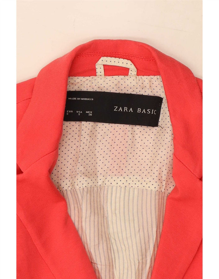 Zara Femme 1 Bouton Blazer Veste UK 10 Petit Rouge