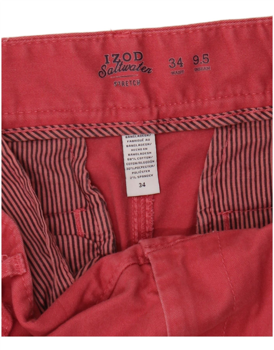 Izod Short Chino Homme Salt Water W34 Grand Rose Coton