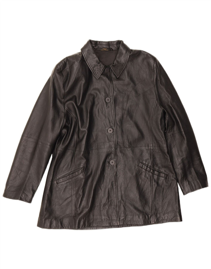 Marks & Spencer Veste en cuir pour femme UK 16 Grand cuir noir
