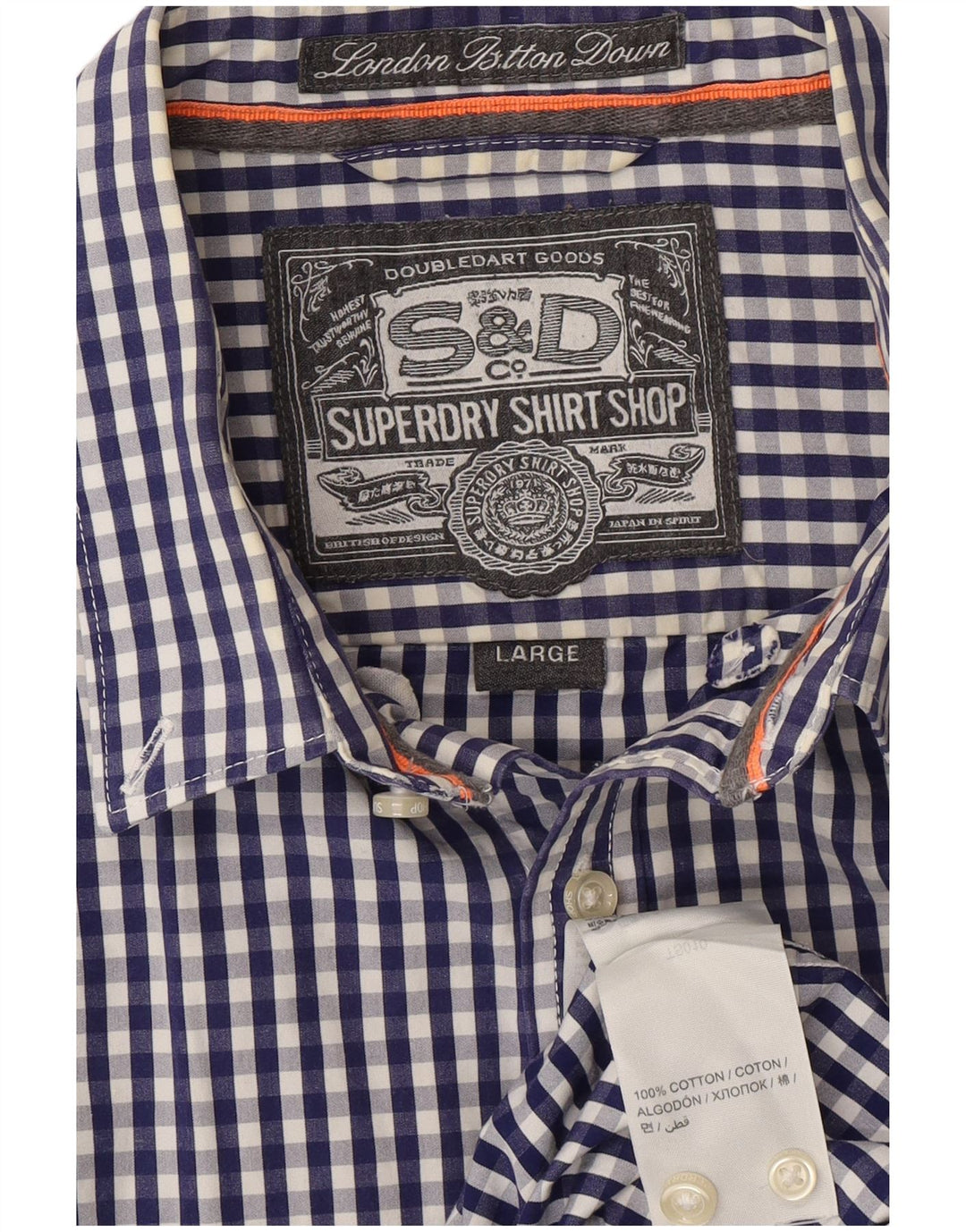 SUPERDRY Chemise Homme Large Bleu Marine Vichy Coton
