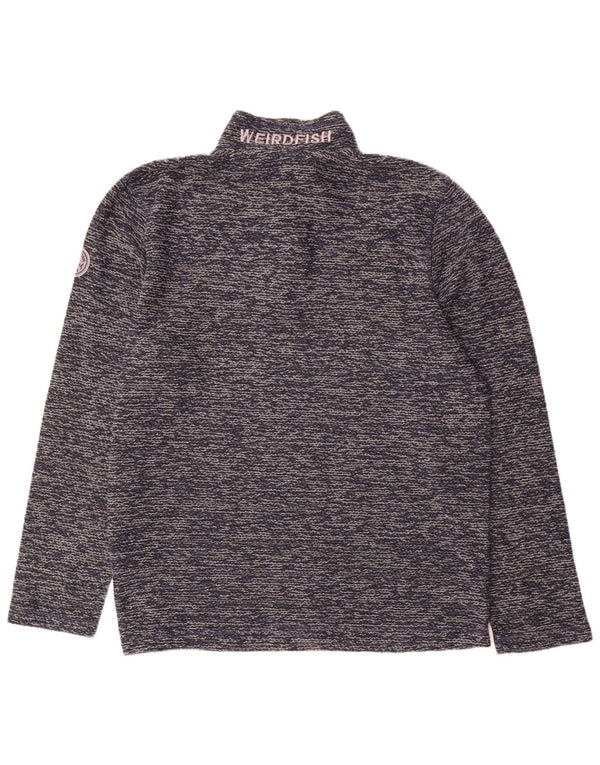 Weird Fish Sweat-shirt col zippé pour homme XL en acrylique moucheté bleu marine