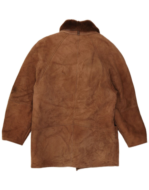 veste en peau de mouton homme vintage IT 48 peau de mouton marron moyen