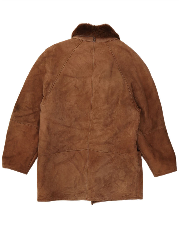 veste en peau de mouton homme vintage IT 48 peau de mouton marron moyen