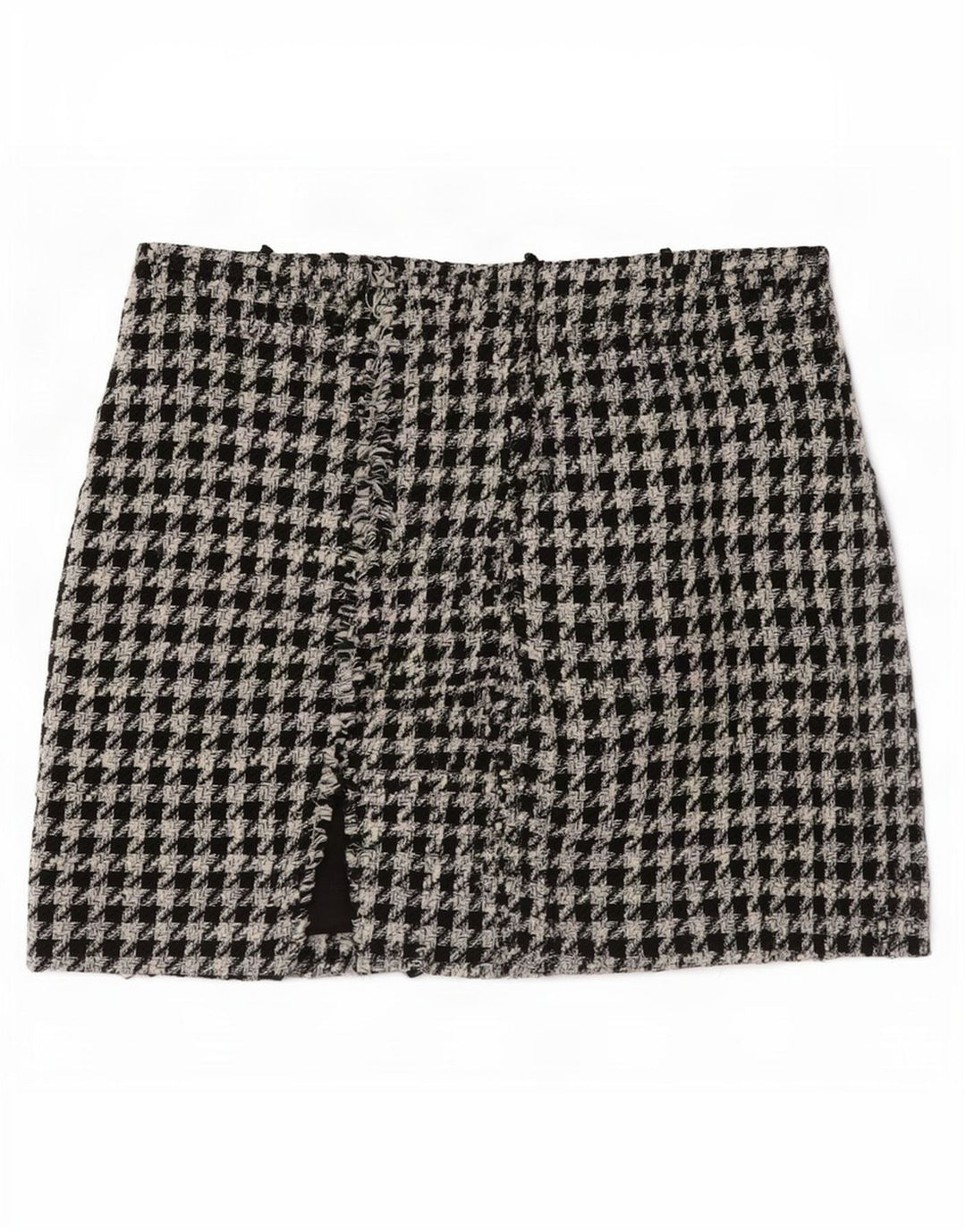 Zara Femme Mini Jupe Petit W26 Noir Pied De Poule Polyester