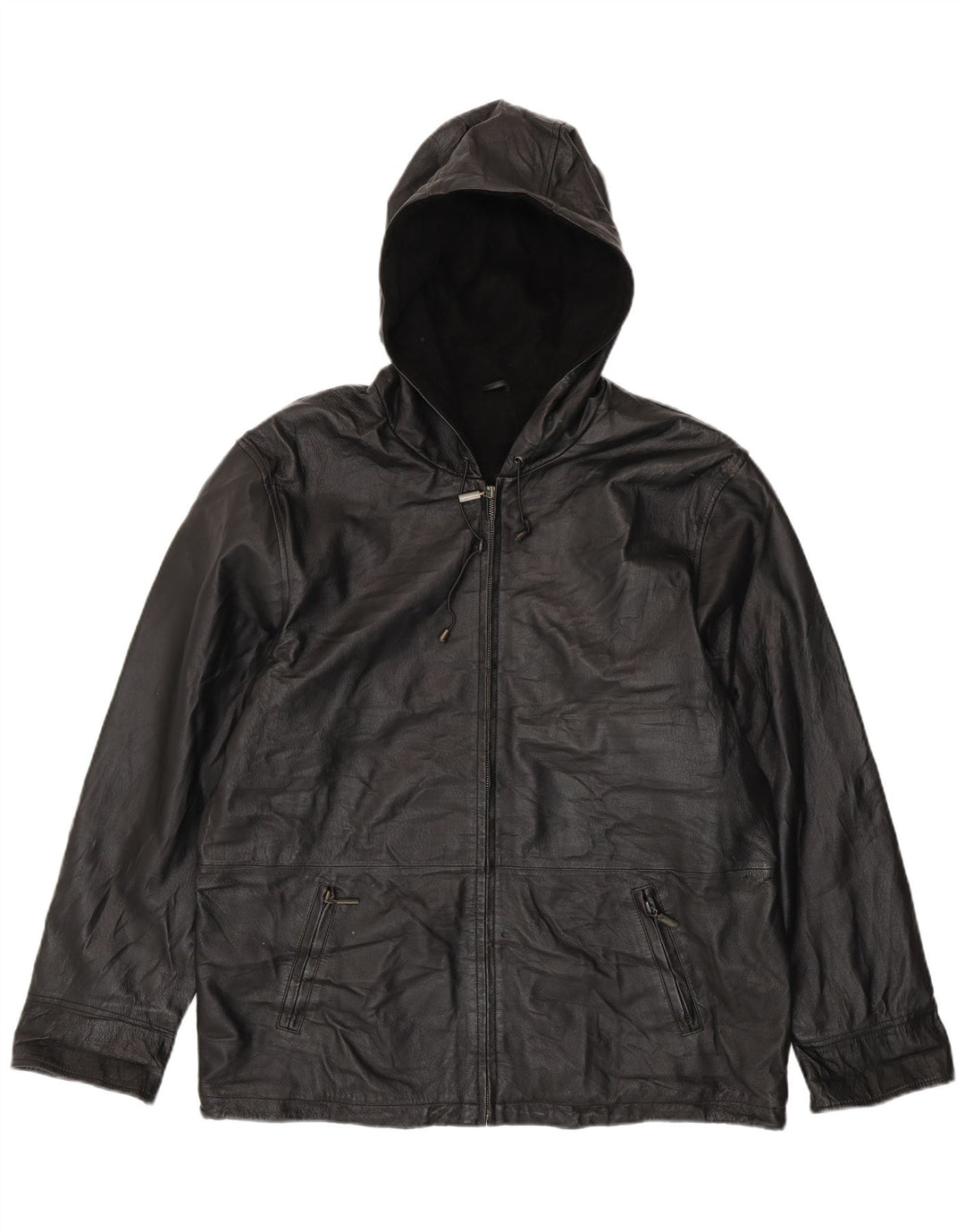 CANDA Veste en cuir à capuche surdimensionnée pour femme UK 18 XL Cuir noir