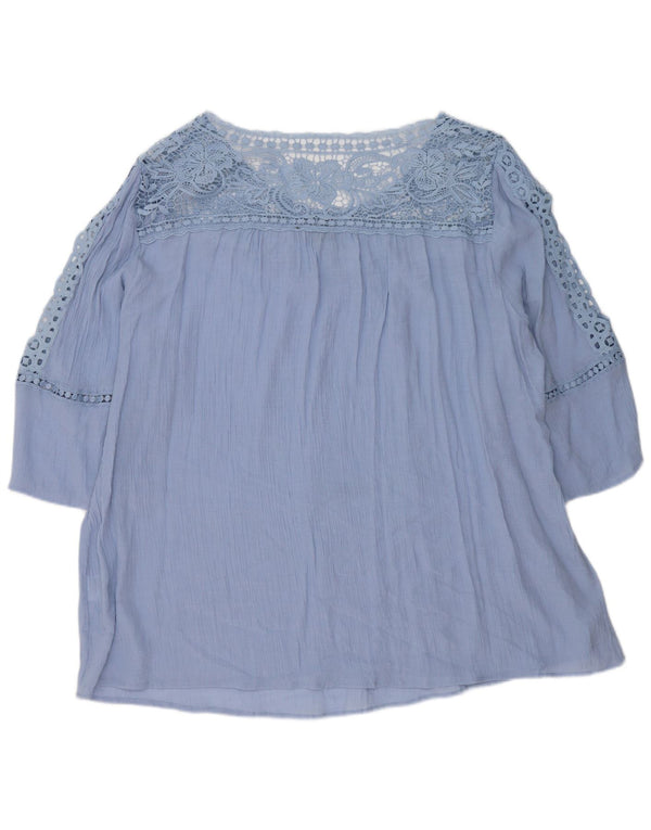 Marks & Spencer Blouse autographe à manches 3/4 pour femme UK 26 5XL Bleu
