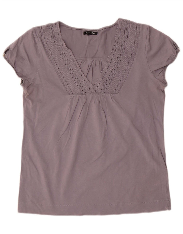 MASSIMO DUTTI Chemisier Femme Top UK 14 Large Gris Coton